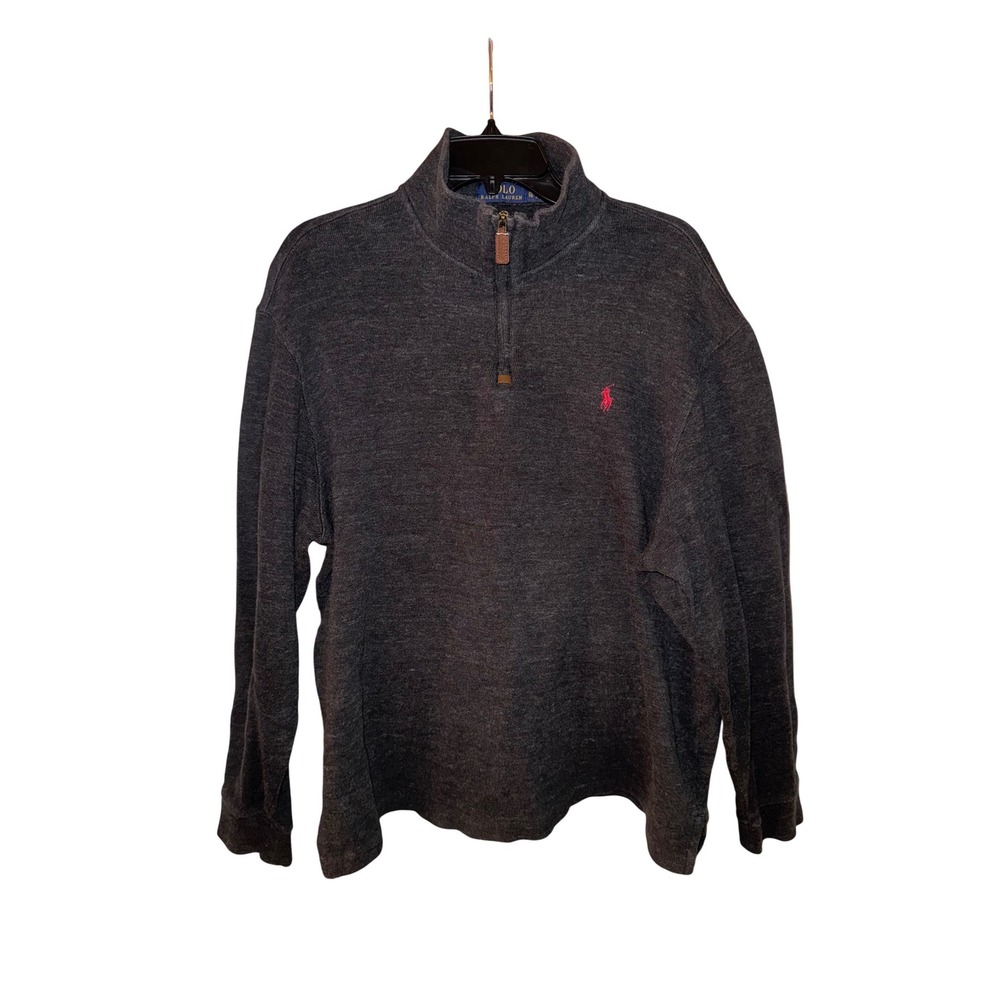 Polo Ralph Lauren Men's Quarter Zip Pullover Sweater‎ Dark Gray Size XL